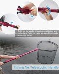 Facikono Large Fishing Net Rubber Fishing Net Large Heavy Duty Extra Large Landing Net for Saltwater Aluminum Fishing Net Telescoping Handle with 6pcs Soft Jig Swimbait, Extends to 72-94in
