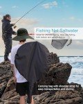 Facikono Large Fishing Net Rubber Fishing Net Large Heavy Duty Extra Large Landing Net for Saltwater Aluminum Fishing Net Telescoping Handle with 6pcs Soft Jig Swimbait, Extends to 72-94in