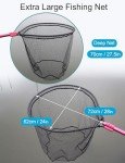 Beoccudo Fishing Net Large Fishing Net with Handle Landing Nets for Saltwater Telescopic Rubber Fishing Nets for Fish Aluminum Dip Net, Extends to 70-92in, Net Hoop 28x24in, 27.5in Deep Fish Net