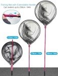 Beoccudo Fishing Net Large Fishing Net with Handle Landing Nets for Saltwater Telescopic Rubber Fishing Nets for Fish Aluminum Dip Net, Extends to 70-92in, Net Hoop 28x24in, 27.5in Deep Fish Net