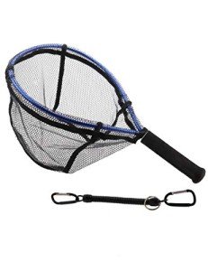 Facikono Fly Fishing Net Trout Net Kayak Fishing Net Freshwater Trout Fishing Landing Net Rubber Mesh for Catch and Release