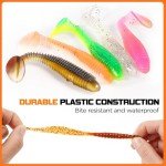 PLUSINNO Fishing Lures, 108PCS Tackle Box with Tackle Included Paddle Tail Swimbaits, Soft Worm Grubs, Crappie Jigs Heads, Fishing Gear Bait Lure Kit Gifts for Men Trout Bass Freshwater