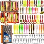 PLUSINNO Fishing Lures, 108PCS Tackle Box with Tackle Included Paddle Tail Swimbaits, Soft Worm Grubs, Crappie Jigs Heads, Fishing Gear Bait Lure Kit Gifts for Men Trout Bass Freshwater