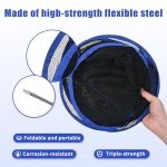 Foldable Fishing Net, Landing Fishing Pier Nets, Drop Net for Pulling Up Fish with Rope, Portable Bridge Fishing Net for Minnows, Crawfish, Shrimp