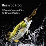 5Pcs Topwater Frog Lures Sets with Bait Box, Frog Lure Ray Frog Topwater Fishing Crankbait Lures, Frog Artificial Soft Bait for Bass Snakehead, Weedless Freshwater Soft Simulated Frog Bait