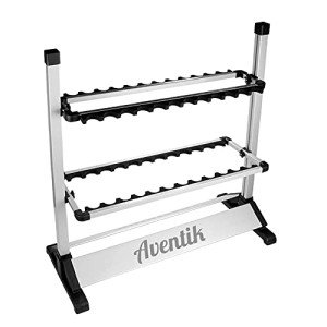 Aventik Fishing Rod Rack, 12&24 Rods Aluminum Fishing Rod Holder-Space Saving Oragnizer Perfect for Home Garage Storage Most Types of Fishing Rods and Combos (24 Rods Rack)