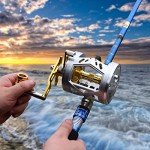 One Bass Fishing Reels Level Wind Trolling Reel Conventional Jigging Reel for Saltwater Big Game Fishing (Left Handed)
