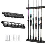 Tcakelox Fishing Rod Holder for Garage Fishing Pole Holders Fishing Rod Rack Vertical Wall-Mounted for Garage Stores 6 Rods or Combos Fits Most Rod Diameters (Vertical Black, 1 Pair)