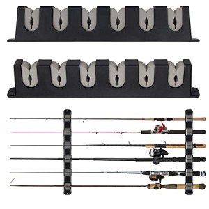 Windspeed 6-Rod Rack Wall Mounted Fishing Rod Rack For Boat, 2 Pcs Horizontal Fishing Rod Holder For Garage Door(Grey)