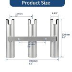 Marinebaby Fishing Boat Rod Holder Aluminum,3 Link Tube Aluminum Rod Rack, Suit Boats & Yacht