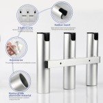 Marinebaby Fishing Boat Rod Holder Aluminum,3 Link Tube Aluminum Rod Rack, Suit Boats & Yacht