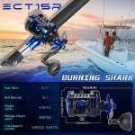 Burning Shark Fishing Reel Round Baitcasting Reel, Saltwater Inshore Surf Trolling Reel, Conventional Reel for Catfish, Musky, Bass, Pike -ECT15R