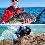 Burning Shark Fishing Reel Round Baitcasting Reel, Saltwater Inshore Surf Trolling Reel, Conventional Reel for Catfish, Musky, Bass, Pike -ECT15R