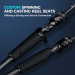 KastKing Verus Performance Spinning & Casting Fishing Rod with Extra Tip, Lightweight KastFlex IM6 Graphite, FazLite Rings Guides, EVA Grip, PTS Power Transition System, Spin, 7'0", M