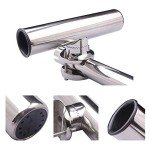 Boat Fishing Rod Holder, 316 Stainless Steel Rail Mount Fishing Rod Holder for Boat 1-1/4" to 2" Rail Stopper Cap at Bottom