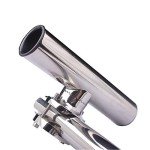 Boat Fishing Rod Holder, 316 Stainless Steel Rail Mount Fishing Rod Holder for Boat 1-1/4" to 2" Rail Stopper Cap at Bottom