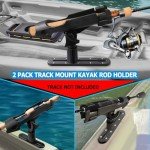 LBW Boat Fishing Rod Holder with Track Mount Universal T-Shaped Screw Mounted on Rail for Fishing Boat, Canoe, Kayak Rod Holder No Rail 2 Pack