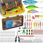 WITOROR Fishing Lures, 144Pcs Fishing Tackle Box Included Crankbaits, Spoon, Hooks, Jigs, Weights and More Fishing Gear Lures Kit Set, Fishing Bait Lure Gear Kit Fishing Gifts for Men Bass Freshwater
