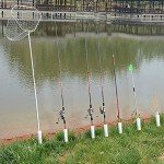 Fishing Rod Holder, 4 Pack Fishing Pole Holders Ground, Rod Holders for Bank Fishing, Beach Support Stand Reinforced PVC, 4 Free Alarm Bells