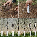 Fishing Rod Holder, 4 Pack Fishing Pole Holders Ground, Rod Holders for Bank Fishing, Beach Support Stand Reinforced PVC, 4 Free Alarm Bells