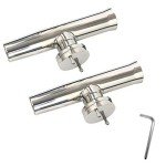 Amarine Made 2Pcs Fishing Rod Holder, Stainless Tournament Style Clamp on Rod Holder, Rail Mount Fishing Pole Holder for Rails 1-1/4" to 2"