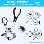 LBW Boat Fishing Rod Holder Dock Fishing Pole Holder 360 Degree Adjustable Dual-use Clamp on Rod Holder for Boat Aluminum Alloy Fishing Tackle Tool 2 Pack
