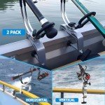LBW Boat Fishing Rod Holder Dock Fishing Pole Holder 360 Degree Adjustable Dual-use Clamp on Rod Holder for Boat Aluminum Alloy Fishing Tackle Tool 2 Pack