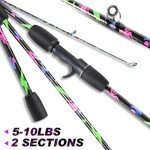 Sougayilang Fishing Rod, 2-Piece Fiber Glass Casting Rod with EVA Grip, Smooth Transition Fishing Pole- 6'0"