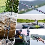 Sougayilang Fishing Rod, 2-Piece Fiber Glass Casting Rod with EVA Grip, Smooth Transition Fishing Pole- 6'0"