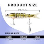 SOSOFISH Fishing Lures with Spinner Baits Blades for Topwater, Swimbait for Trout and Bass Slow Sinking, 5pcs Fishing Hard Baits (8D)