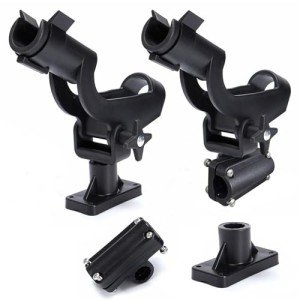 LBW Boat Fishing Rod Holders Side Deck Mount Kayak Rod Holder Adjustable Fishing Pole Holders for Boat Canoe Rail Mount 2 Pack