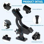 LBW Boat Fishing Rod Holders Side Deck Mount Kayak Rod Holder Adjustable Fishing Pole Holders for Boat Canoe Rail Mount 2 Pack