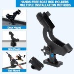 LBW Boat Fishing Rod Holders Side Deck Mount Kayak Rod Holder Adjustable Fishing Pole Holders for Boat Canoe Rail Mount 2 Pack