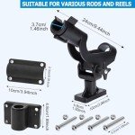LBW Boat Fishing Rod Holders Side Deck Mount Kayak Rod Holder Adjustable Fishing Pole Holders for Boat Canoe Rail Mount 2 Pack