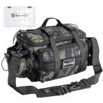Sougayilang Fishing Tackle Bags with 3600 Tackle Tray - Fishing Tackle Storage Bags for Saltwater or Freshwater Fishing Gear - Padded Shoulder Strap - Tackle Box Bag Fishing Bag(Green)
