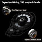 Lacusmall Baitcaster Reels, Fishing Reels with 7.2:1 Gear Ratio, Baitcasting Reel with Magnet Braking System, Bait Casters Reel,Smooth 17.6 LB Max Drag(Right Hand)