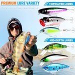 PLUSINNO Fishing Lures Tackle Box Gifts for Men, Bass, Trout Fishing Gear for Saltwater & Freshwater Including Topwater Lures, Hooks, Spinnerbaits