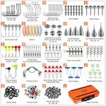 PLUSINNO 449pcs Fishing Gear Accessories Kit, Fishing Tackle Box with Tackle Included, Fishing Hooks, Fishing Weights Sinkers, Jig Heads, Fishing Tackle Set Equipment for Bass Trout, Gifts for men