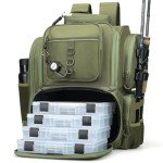 WANOON Fishing Backpack With Rod Holder,Tackle Backpack with 4 Tackle Boxes .Large Fishing Bag