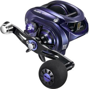 Piscifun Alijoz 400 Baitcaster Fishing Reel, 35Lbs Max Drag Aluminum Alloy Frame Baitcasting Reel, 6.6:1 Gear Ratio Freshwater & Saltwater Low Profile Casting Reel for Musky, Blue-Violet Right Handle