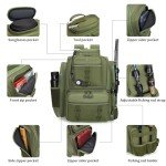 WANOON Fishing Backpack With Rod Holder,Tackle Backpack with 4 Tackle Boxes .Large Fishing Bag