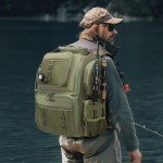 WANOON Fishing Backpack With Rod Holder,Tackle Backpack with 4 Tackle Boxes .Large Fishing Bag