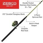 Zebco Big Cat Spincast Reel and Fishing Rod Combo, 8-Foot 2-Piece Fishing Pole, Dial-Adjustable Magnum Drag, Pre-Spooled with 25-Pound Hi-Vis Line, Size 80 Reel, Forest Green