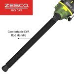 Zebco Big Cat Spincast Reel and Fishing Rod Combo, 8-Foot 2-Piece Fishing Pole, Dial-Adjustable Magnum Drag, Pre-Spooled with 25-Pound Hi-Vis Line, Size 80 Reel, Forest Green