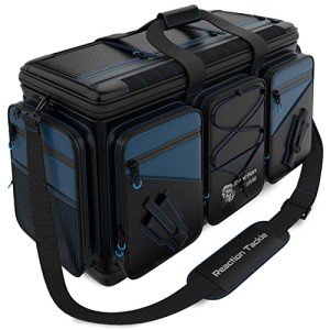 Reaction Tackle Fishing Tackle Bag - Salt Water Resistant Tackle Box, 1000D PVC Waterproof Material, Durable Liner, Removable Dividers, for 3600/3700 Trays, XL