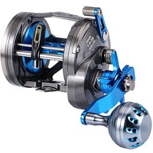Burning Shark Trolling Reel Saltwater Level Wind Reels, Drag Reels Boat Fishing for Sea Bass Grouper Salmon- AAT40L