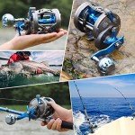 Burning Shark Trolling Reel Saltwater Level Wind Reels, Drag Reels Boat Fishing for Sea Bass Grouper Salmon- AAT40L