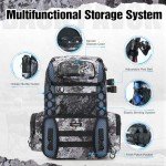 Piscifun Fishing Tackle Backpack with Rod Holders & 4 Tackle Boxes, Waterproof Rain Cover, Bottle Holder, Water-resistant Fishing Bag Store Fishing Gear & Equipment, Veil Camouflage