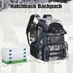 Piscifun Fishing Tackle Backpack with Rod Holders & 4 Tackle Boxes, Waterproof Rain Cover, Bottle Holder, Water-resistant Fishing Bag Store Fishing Gear & Equipment, Veil Camouflage