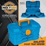Flambeau Outdoors NextGen 4/0 Medium Fishing Tackle Box, 4 Pivot Trays, 23 Compartments, Advanced Tackle Storage Organizer, Blue